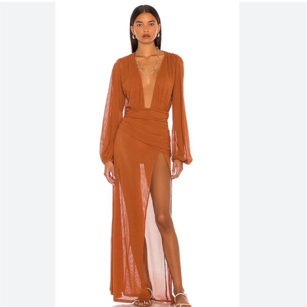 Camila Coelho Kimber Maxi Dress Hazel Burnt Orange Small